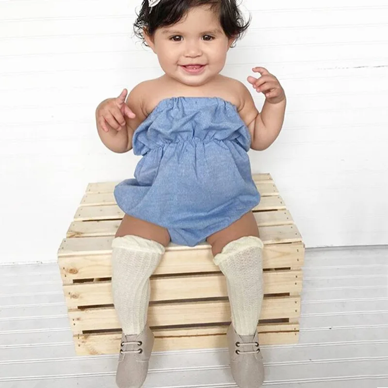 INS/Модная одежда для маленьких девочек джинсовый хлопковый комбинезон без