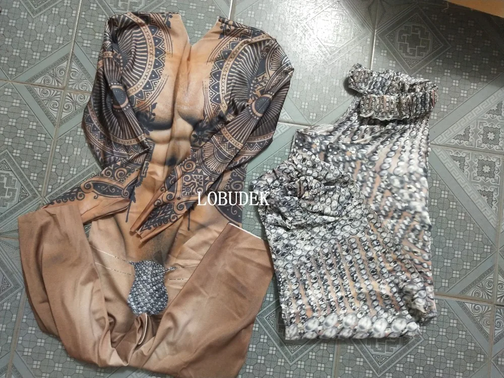 Мужской обтягивающий костюм с 3D-принтом |