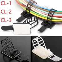 10pcs cl 1 cl 2 cl 3 cable clips self adhesive mount wire clamp line tie fixed adjustable fasten organizer holder white black