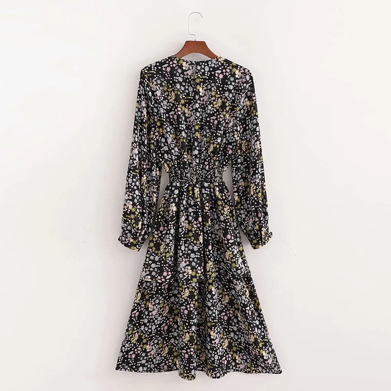 

2021 Ladies New Spring Summer Casual Floral Long Dresses Women's Elegant All Match Waist Double Cake Dress Female For Fashion