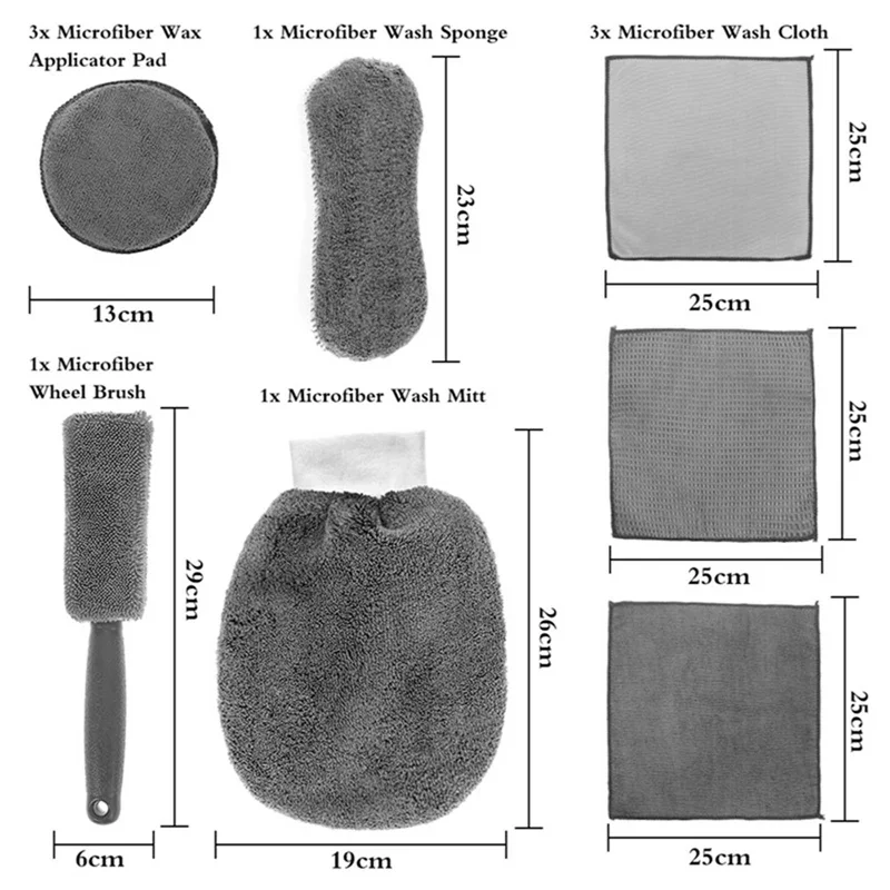 9 шт./компл. инструменты для очистки автомобиля полотенце из микрофибры