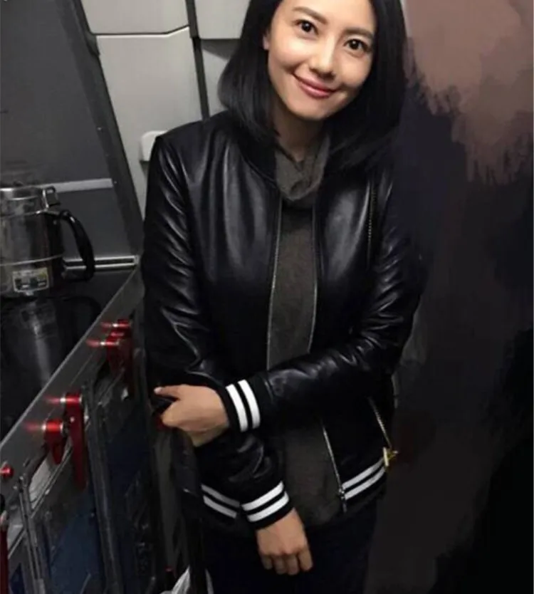 Moda italiana primavera otoño ropa de mujer piel de oveja auténtica natural de piel de cordero chaqueta de pareja negro xxl