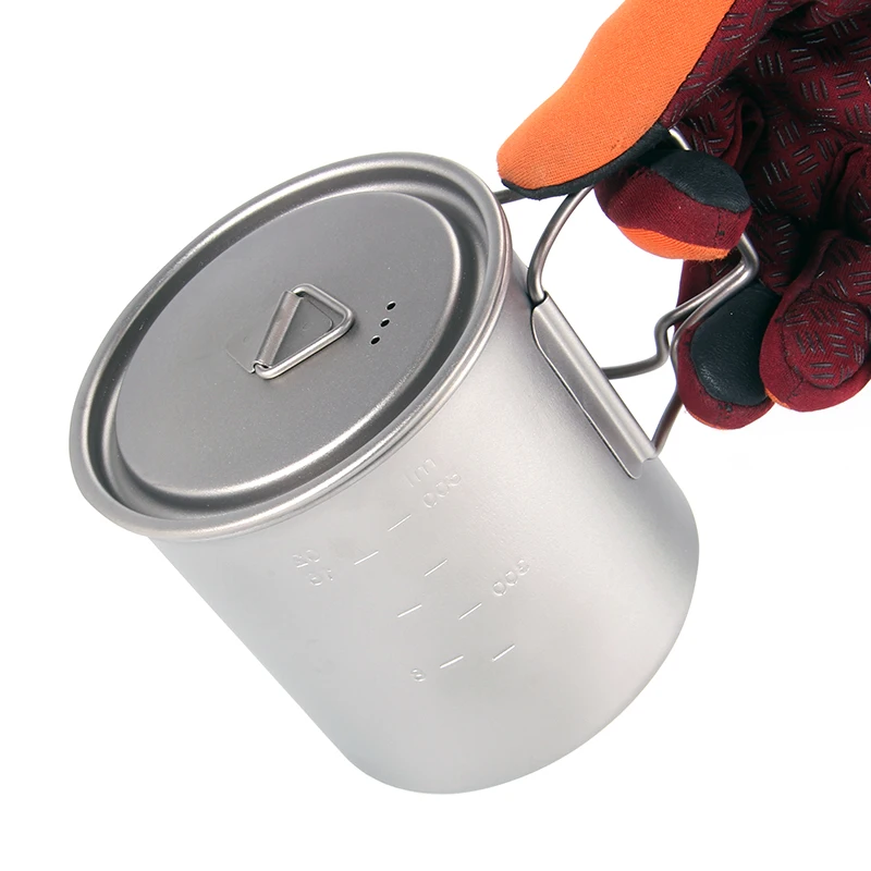 Титановая кружка с складной ручкой для кемпинга портативная посуда пикника 300