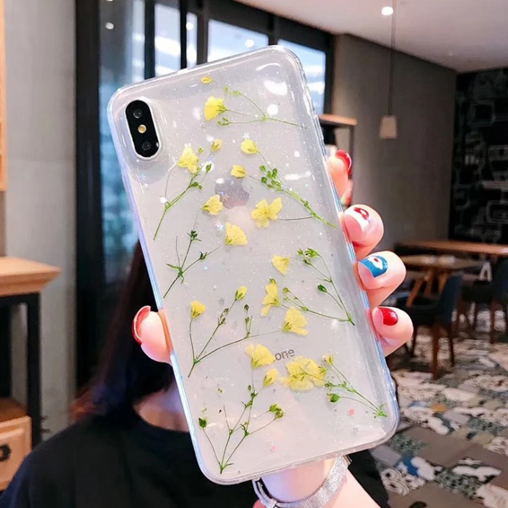 Роскошный простой прозрачный чехол с настоящими сушеными цветами для Apple iPhone 11 Pro