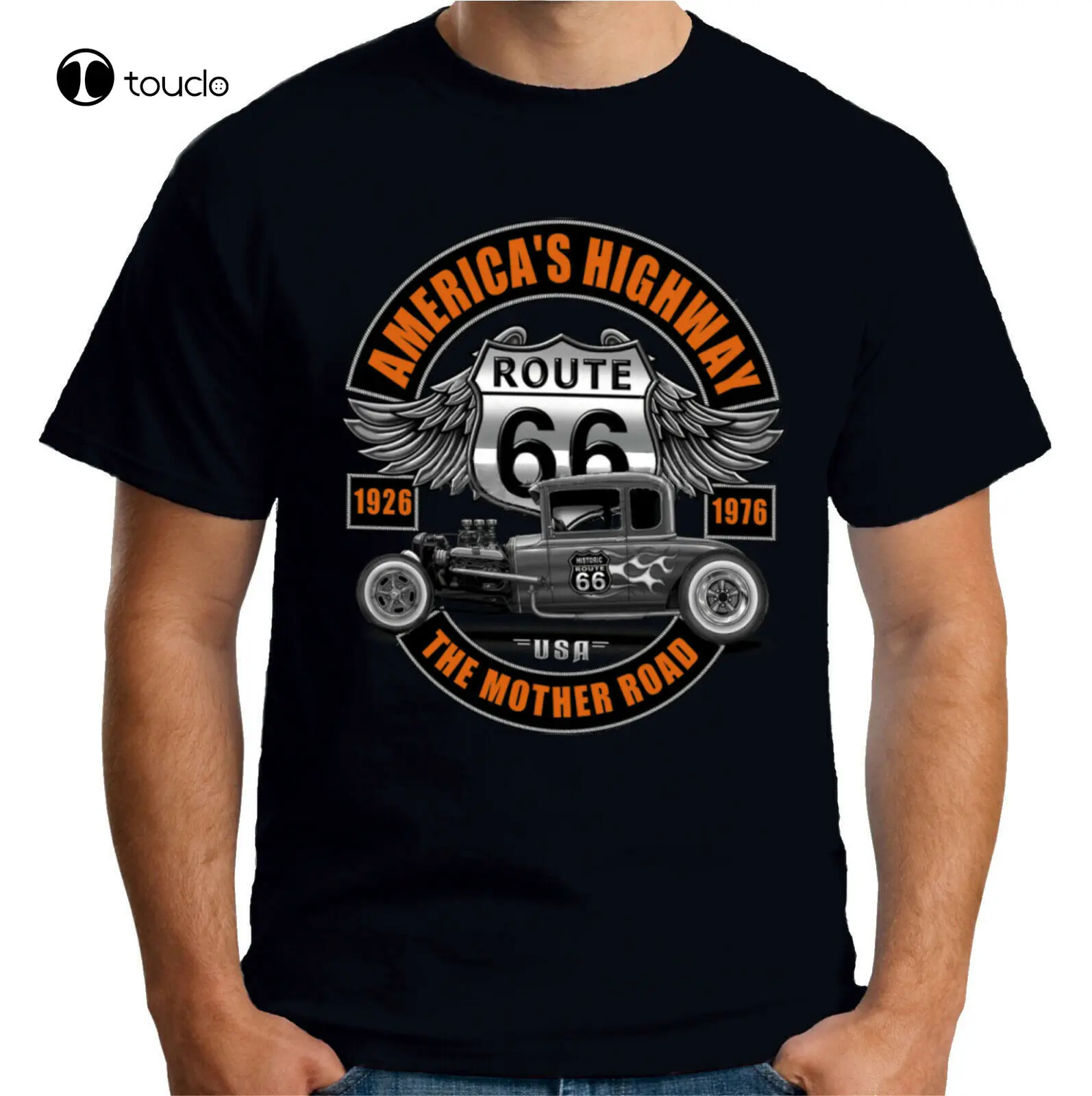 

Mother Road American Highway Rockabilly Hotrod Mens T-Shirt Tee Shirt Custom Aldult Teen Unisex Digital Printing Tee Shirt