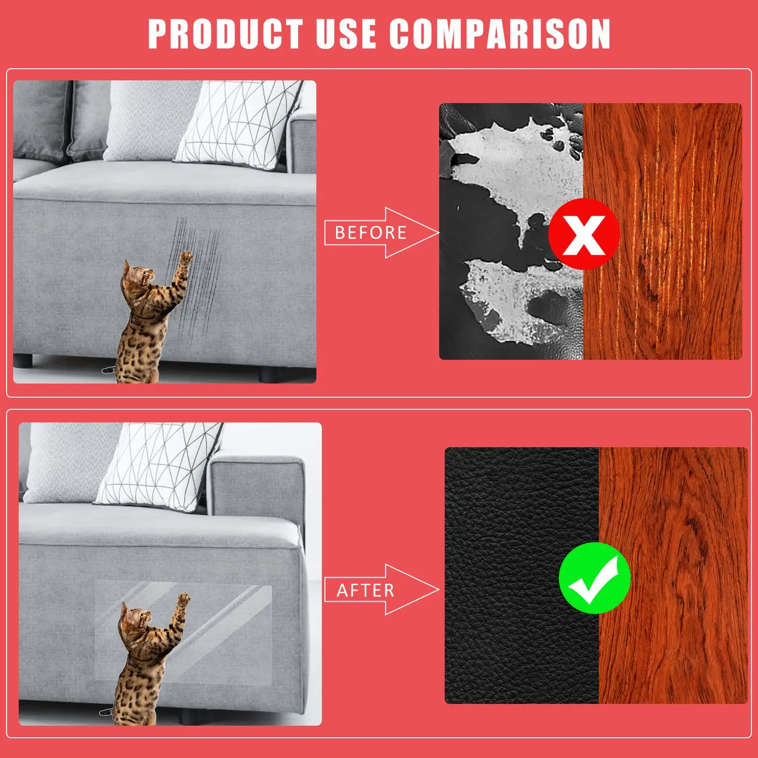 

10pcs Cat Scratch Guards Furniture Guard Cat Scratch Protector Anti-Scratch Tape Cat Scratch Guards Mat Scraper For Sofa Couch