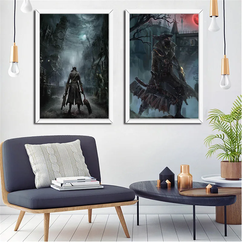 

Bloodborne Game Hunter Hot Video Game Art Painting Silk Canvas Poster Wall Home Decor tableau plakat