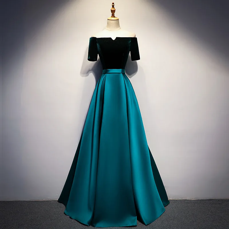 

Velour-satin Patchwork Cheongsams Slash Neck Bandage Qipao Solid Celebrity Banquet Pleated Dresses Retro Women Vestidos Gown