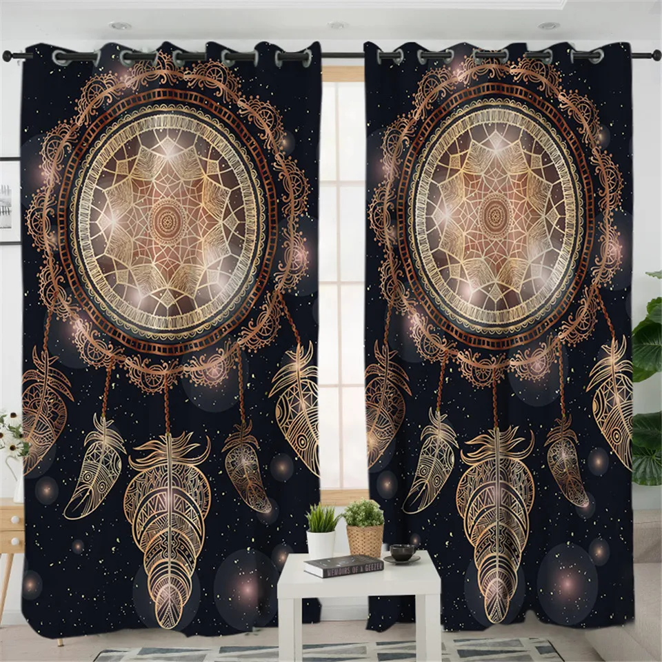 Постельные принадлежности Outlet Dreamcatcher Boho занавеска для гостиной s Перья Синий Galaxy занавеска для спальни Белоголовый Орел Оконные Занавески - Цвет: 007 1 Piece