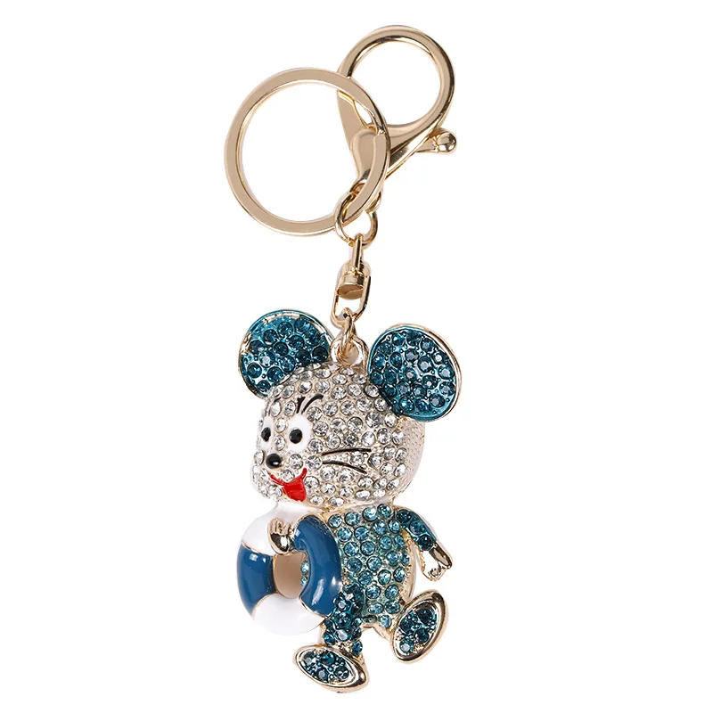 

New Cute Mouse Keychain Fashion Rhinestone Crystal Mouse Keychain Pendant Key Ring Charm for Women Girl Key Chain Gift