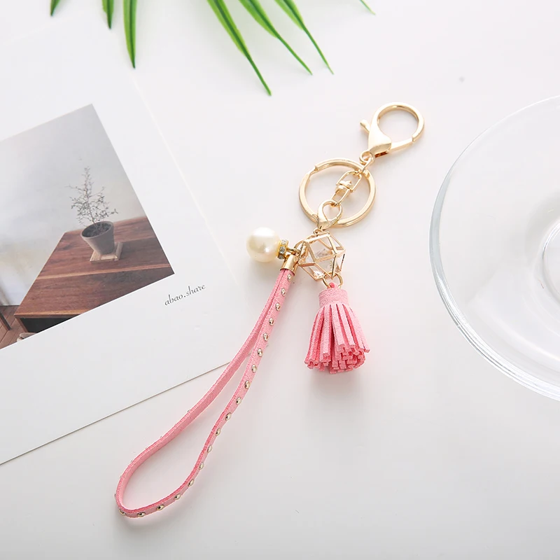 

Personality Geometric Key Chain Porte Clef Keyring Friends Keychain with Tassel Llavero Jewelry Gift Charm Accessory EH131B