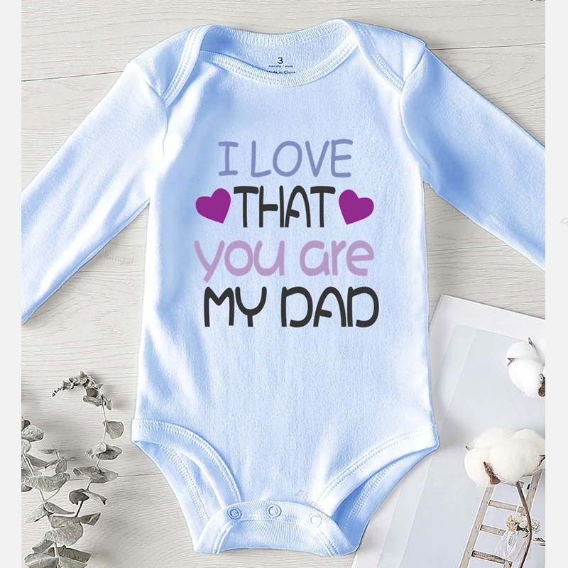 Боди для новорожденных девочек зимняя одежда детская с принтом Love You Dad хлопковая
