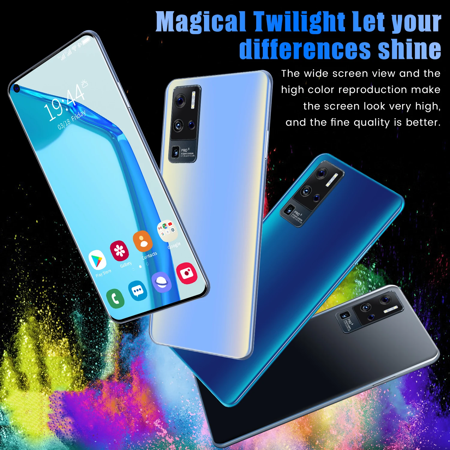 OnePro-tel&eacute;fono m&oacute;vil inteligente con pantalla completa de 7,3 pulgadas, smartphone con pantalla completa de 16 GB + 512GB, Deca Core, desbloqueado, 32MP + 64MP, Android 11, Tarjeta SIM Dual, modelo 9 +-5