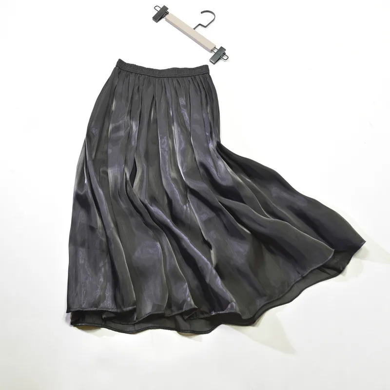 Женская плиссированная розовая юбка с эластичной талией длинная выше колена