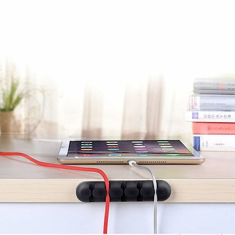 USB Cable Holder Silicone Cable Organizer Flexible Cable Winder Earphone Winder Mouse Headphone Wire Charger Desktop Management