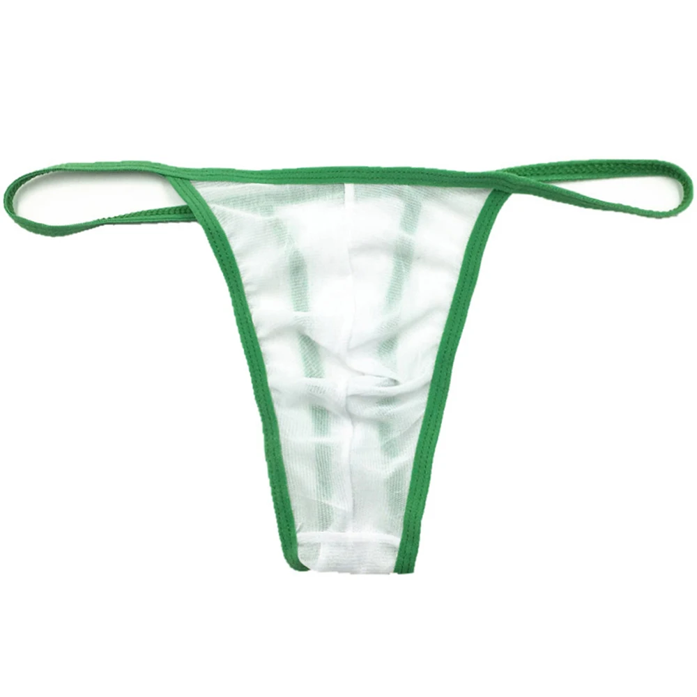 

2021 Men Sexy Underwear Transparent G-String Thong Briefs Sheer Bulge Pouch Breathable Panties Stretchy Perspective Bikini Male