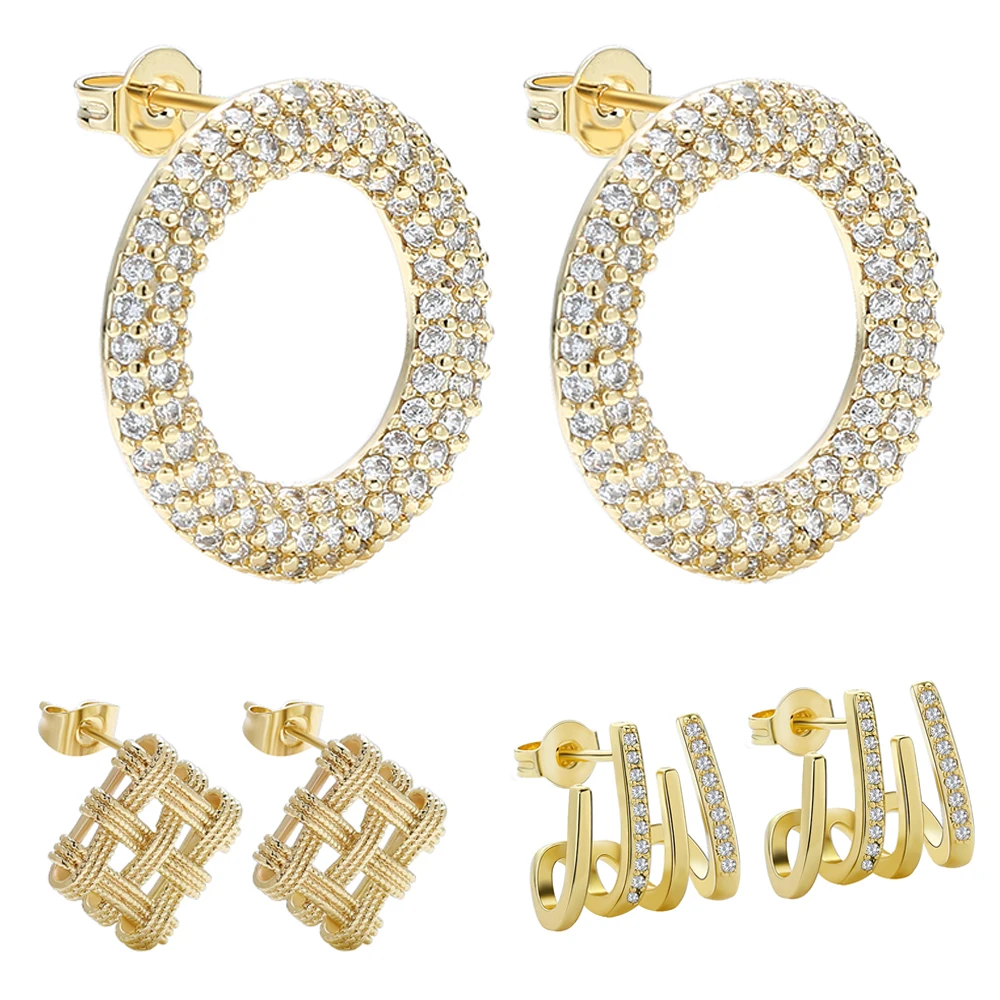 Одна пара серег колец женские циркониевые ювелирные изделия с микрозакрепкой