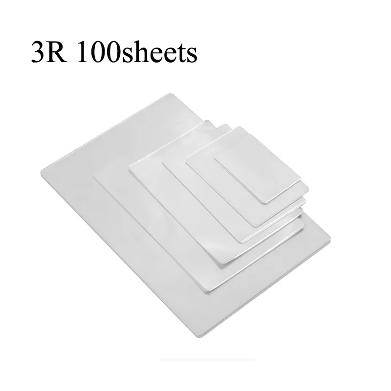 3R 100sheets 7mic 70mic термоламинирующая пленка пакеты ПЭТ чистый лист фотобумага документ картина ламинирование для ламинирования машина ламинатор - Цвет: 3R 100sheets 7mic