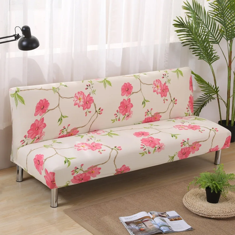 

Flower Print Sofa Bed Cover All-inclusive Slipcover For Sofa Without Armrest No Handrail Sofa Covers Universal Seat Capa De Sofa