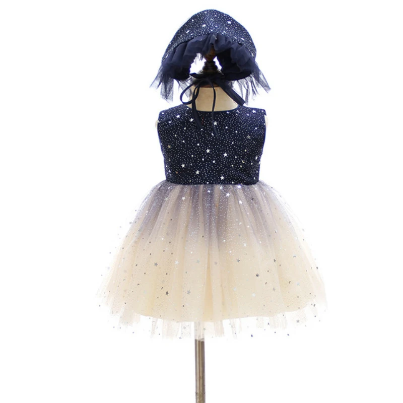

Sequin Princess Baby Girl Dresses With Hat Infant Wedding Birthday Party 1 Year Dress for Newborn B148