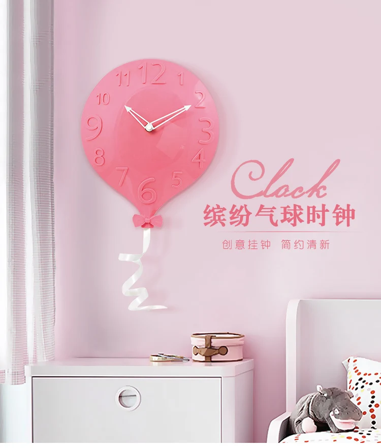 Милые Мультяшные настенные часы с воздушным шаром креативные детские кухонные