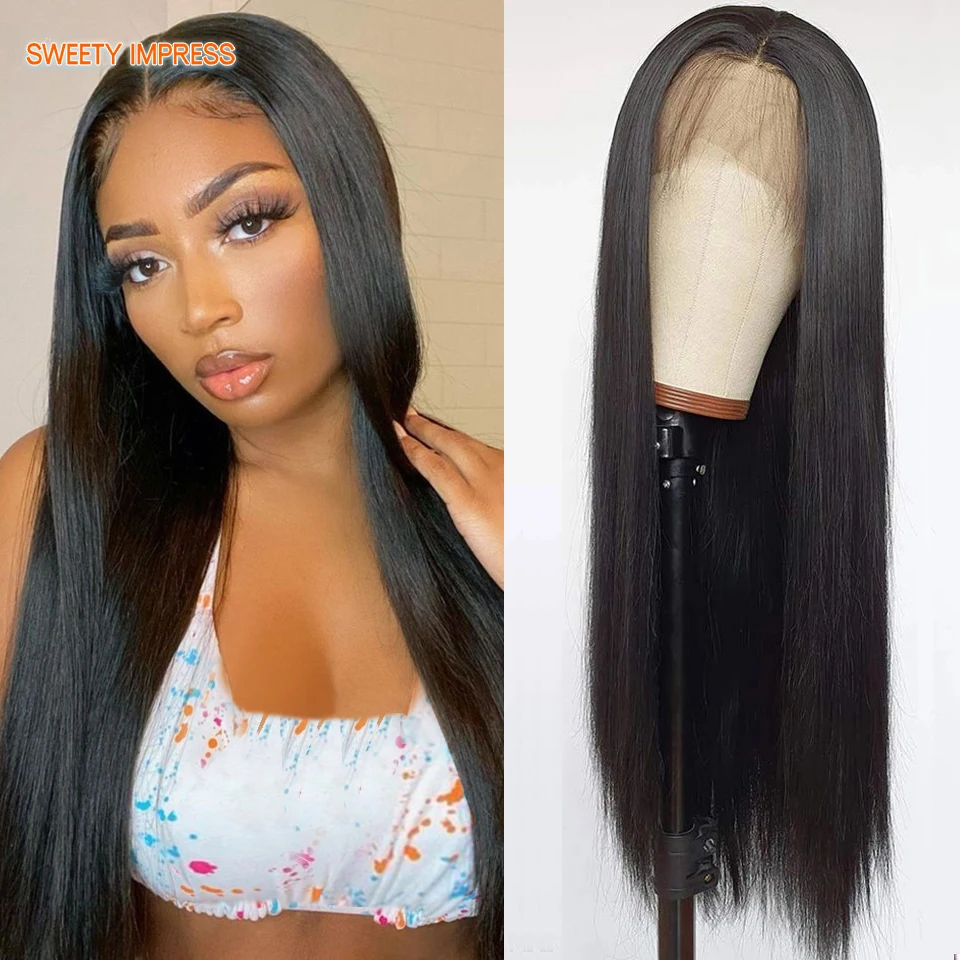Brazilian Straight Lace Front Wigs Human Hair Pre Plucked with Baby Hair Human Hair Wigs for Women Natural Hairline Black Color images - 1