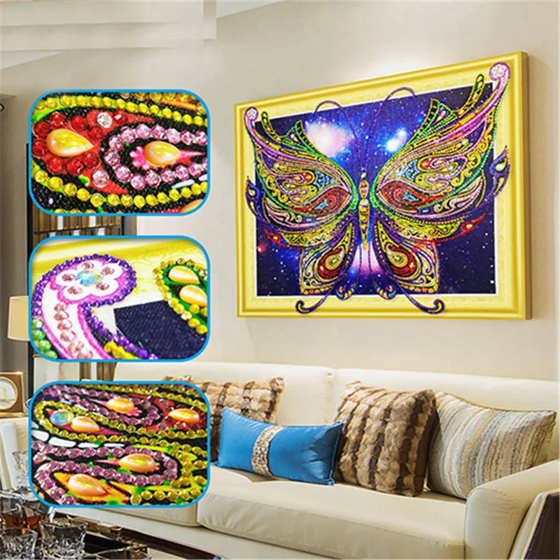 Алмазная картина 5D DIY полностью квадратная дрель бабочка Павлин Вышивка