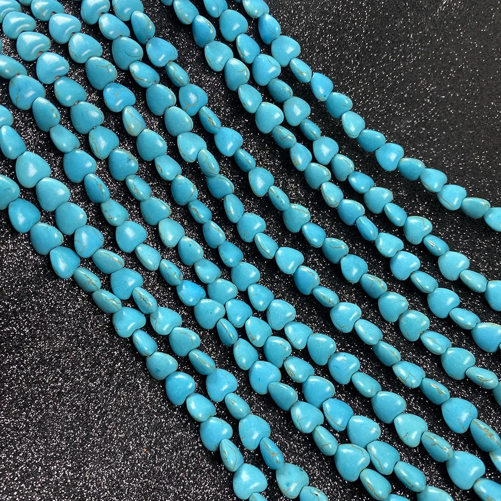 

Stone Beads Turquoises Heart Shaped Loose isolation Beads Semi-Finished For jewelry making DIY necklace bracelet accessories