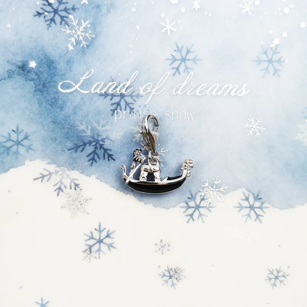 Подвеска в виде венецианской гондолы из серебра 925 пробы подходит для браслета