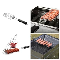 grilling basket metal mesh barbecue sausage grilling rack net picnic camping bbq net home kitchen barbecue grilling accessories