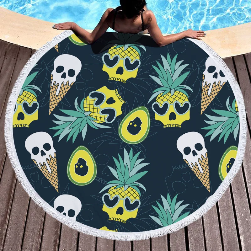 Авокадо круглое пляжное полотенце для взрослых зыбучий песок микрофибра банное