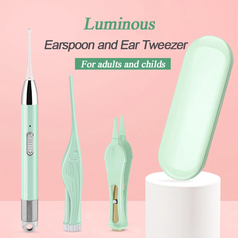 

Luminous Ear Cleaner Earwax Picker 5X Magnifier Ear Spoon Clean Earwax Remover Tweezers Led Lighting Earspoon Tool Set Ear Care