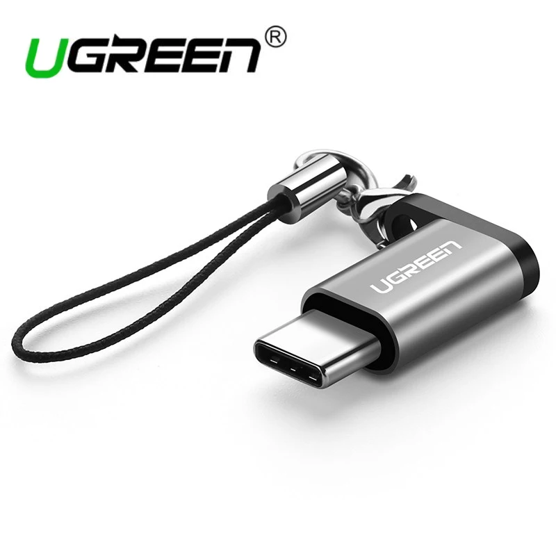 Ugreen micro usb к usb type c адаптер для samsung s9 s8 huawei P20 lite sony xiaomi micro usb кабель для зарядки конвертер Android - Цвет: Gray with lanyard