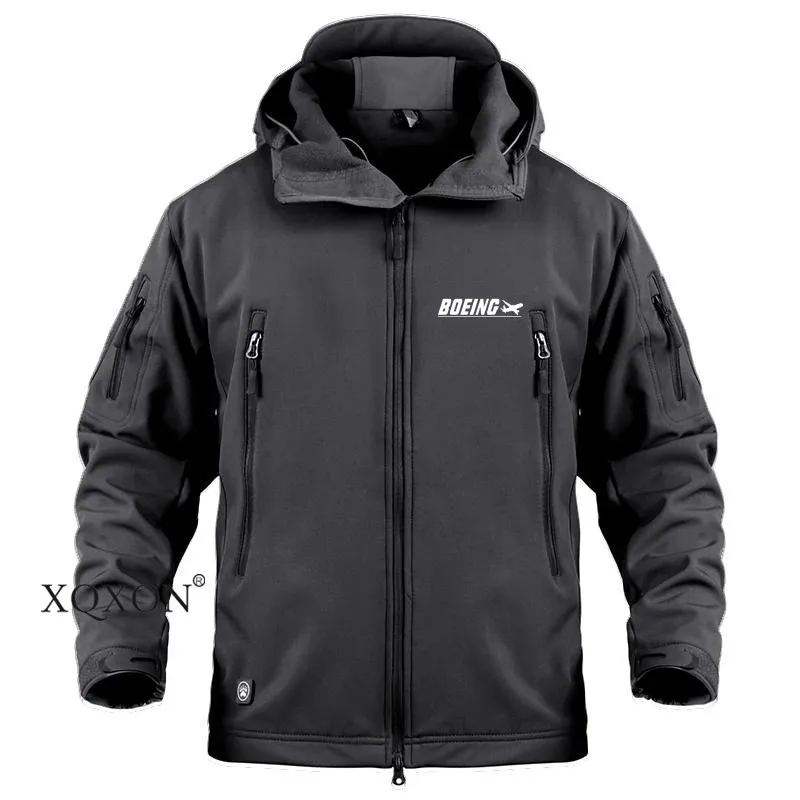 

XQXON-2021 Outdoor Waterproof SoftShell Jacket Boeing Print Pilot Windbreaker Ski Coat Hiking Men&Women Coat Jackets KA701