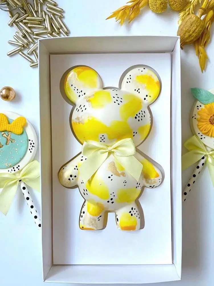 

Форма «сделай сам» для детского медведя, форма для мусса, хрупкая, большого размера, легко моется, форма для шоколада в виде медведя, инновац...