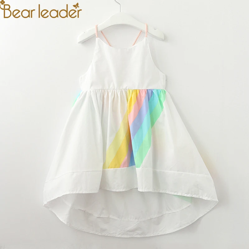 Bear Leader Girls Dresses 2020 New Summer Rainbow Print Vest Dress Fashion Sleeveless Clothes For 2-6 Years | Детская одежда и