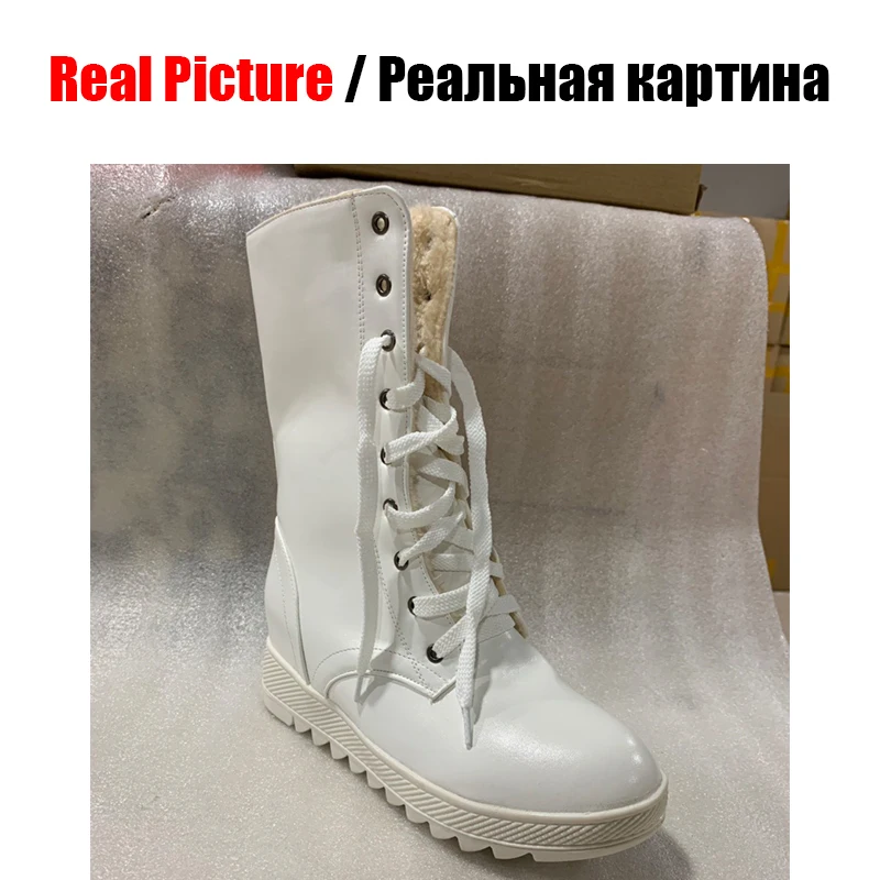 DoraTasia/Большие размеры 34-43, новые зимние сапоги, нескользящая обувь на шнуровке, увеличивающая рост, женские повседневные зимние весенние сапоги до середины икры