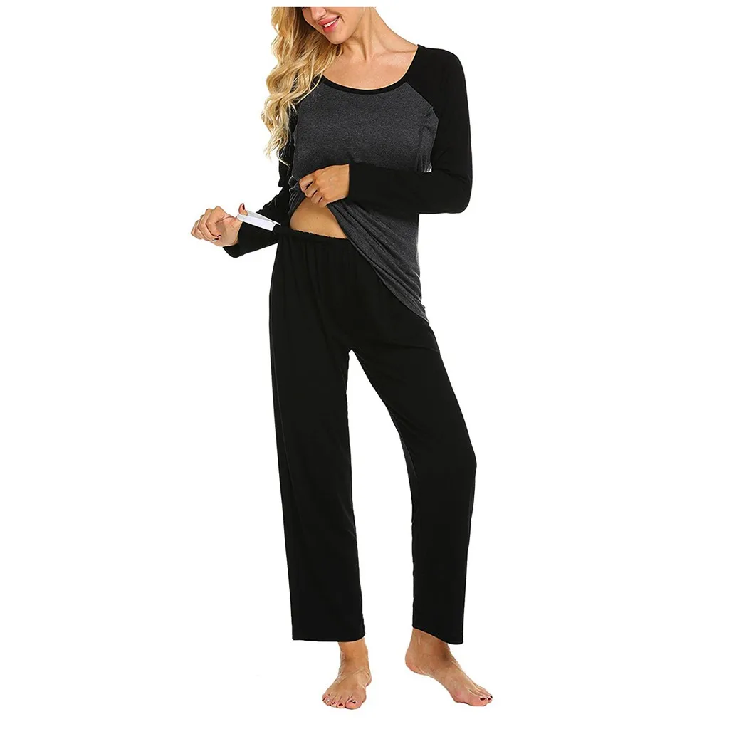Maternity Pajamas for Hospital Set Long Sleeve Nursing Baby Tops Pants blusas de embarazada high pregnancy new A2 | Мать и ребенок