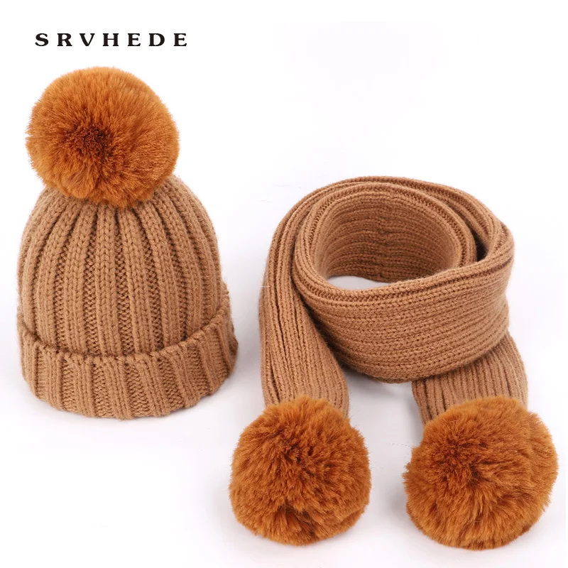 Новинка 2018 модные детские вязаные шапки шапка шарф комплект из 2 предметов зимняя