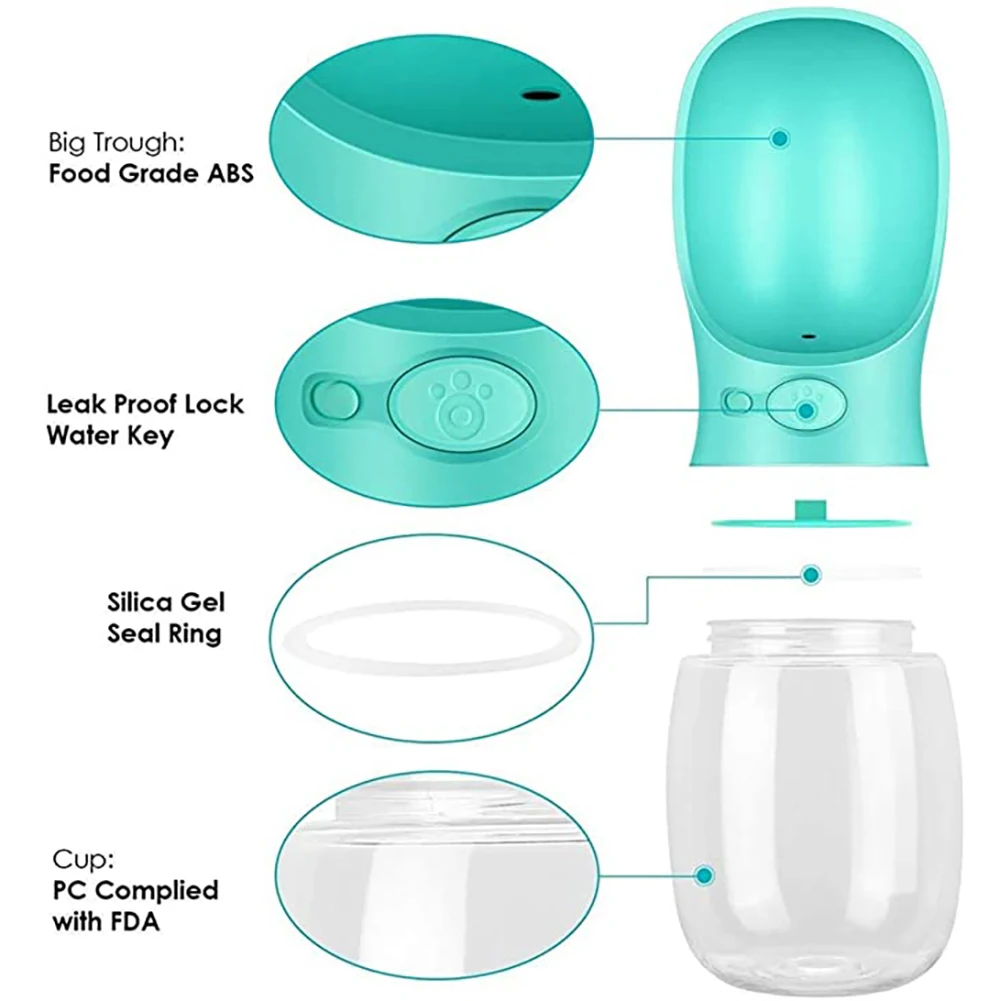 

Pet Water Cup Outdoor Portable Travel Kettle Water Bowl Teddy Cat Dog 350ml Large Capacity Leakage-proof Dogs Water Feeder Bowl