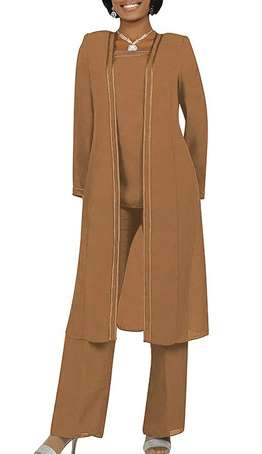 Женское длинное шифоновое платье для матери невесты костюм из трех предметов с