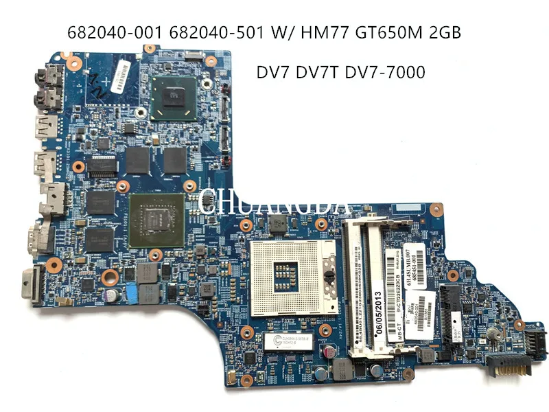 

682040-001 682040-501 682041-001 For HP Pavilion DV7 DV7T DV7-7000 Laptop Motherboard HM77 DDR3 GT650M 2GB