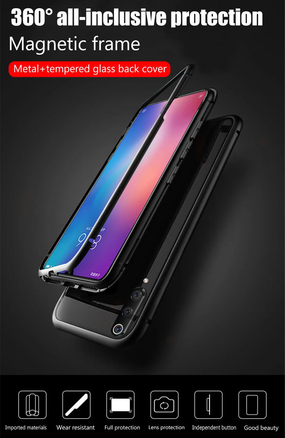Металлический чехол с магнитной адсорбцией для Xiaomi Redmi mi 9t A3 Lite 9 SE mi CC9E, Задняя стеклянная крышка для Red mi Note 7, чехол Note 6 Pro