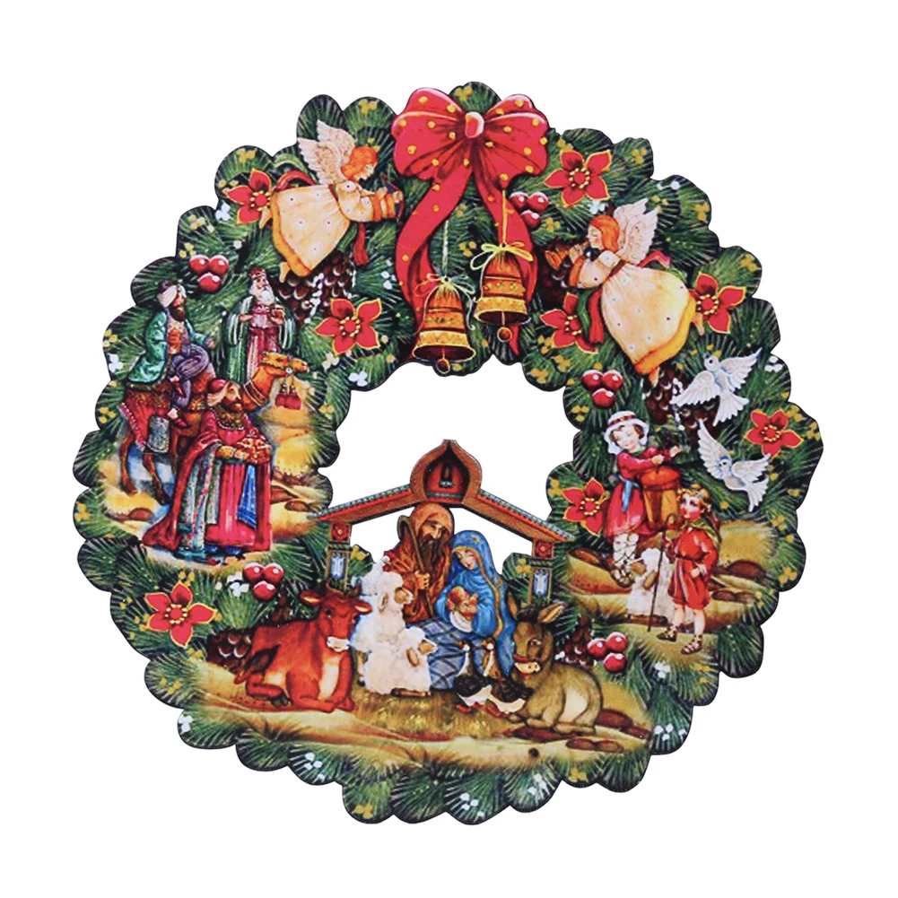 

Подвеска на дверь Рождественская домашняя гирлянда, венок на голову с колокольчиками, лентами, бантом, сосновой деревьей, ягоды, гирлянды, у...