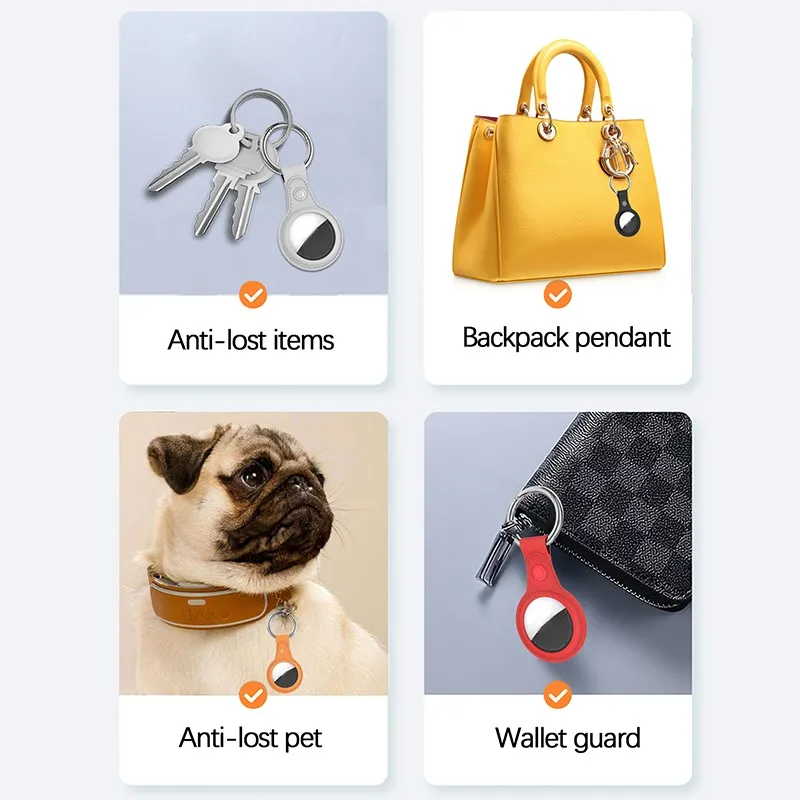 

Protective Case For Apple Airtags Protective Cover Locator Tracker Anti-lost Device Key TPU Leather Soft Rubber Protector Shell