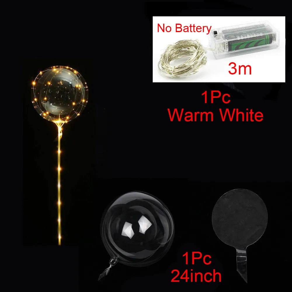 Luminous Led BoBo Balloon Transparent Round Bubble Decoration Wedding Birthday Party Balloon Colorful Light Christmas Tree Decor - Цвет: 24inch Warm White