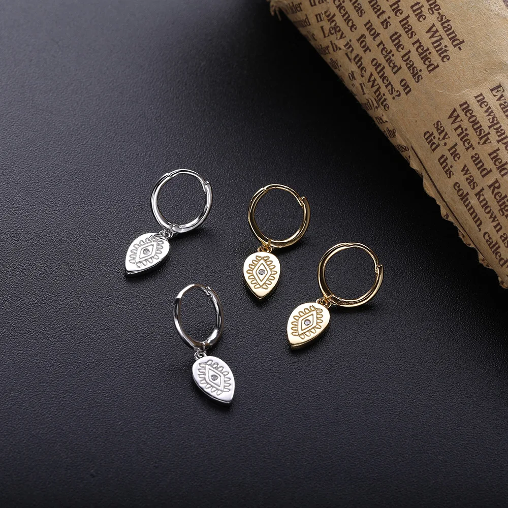 

YinDX Simple 925 Sterling Silver Earrings Leaf Shape Charm Pattern Earrings Suitable For European Romantic Women