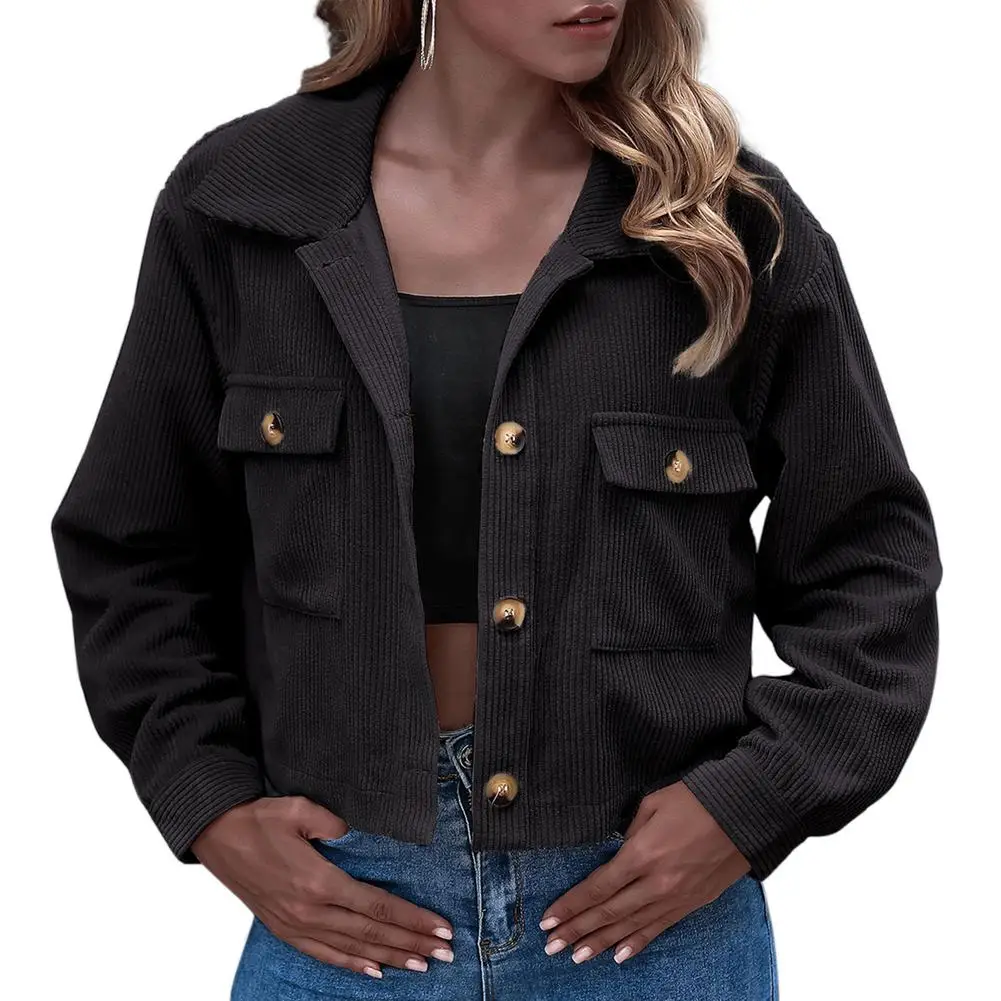 Куртка женская с карманами на пуговицах спереди однотонная