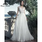 2022 очаровательное пляжное свадебное платье А-силуэта, женское платье с рукавом-крылышком и открытой спиной, иллюзионное платье с круглым вырезом, robe для вечеринки, свадьбы 2022