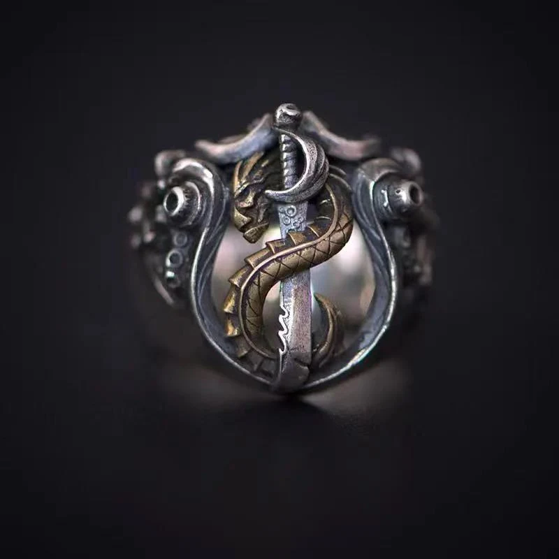 

The new fashion League of Legends Bilgewater Men's Rings Personality trend punk retro Adjustable opening ring Jewelry wholesale
